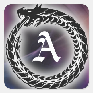 Adesivo Quadrado Ouroboros Dragon Come Tail | Monograma gótico