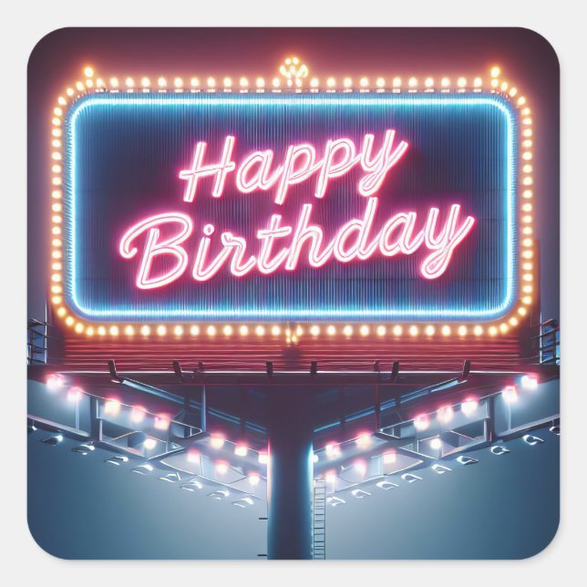 Adesivo Quadrado Outdoor Feliz de Aniversário (Frente)