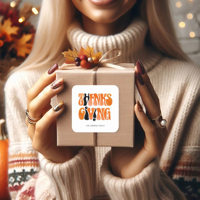 Adesivo Quadrado outono de Ação de Graças do Grafite Branco Moderno (Criador carregado)