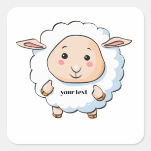 Adesivo Quadrado Ovelha branca