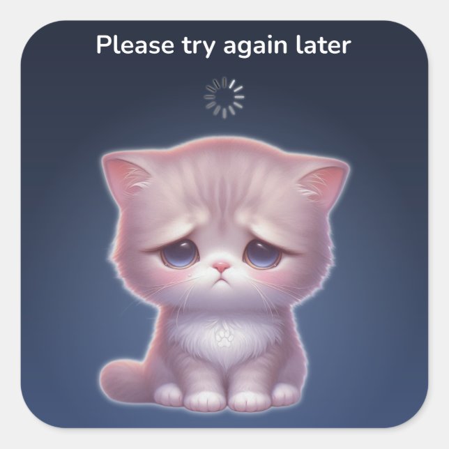 Adesivo Quadrado Overthinking Cat Sticker – Cute Mood (Frente)