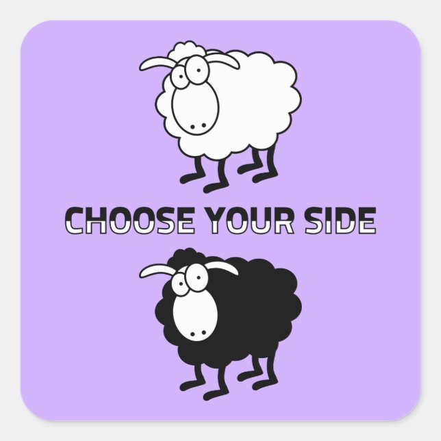 Adesivo Quadrado Ovinos, negros e brancos (Frente)