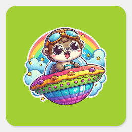 Adesivo Quadrado OVNI Rainbow Otter