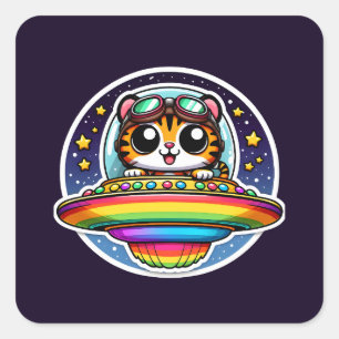 Adesivo Quadrado OVNI Rainbow Tiger