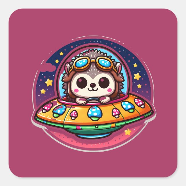 Adesivo Quadrado OVNI Space Hedgehog (Frente)