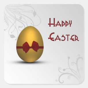 Adesivo Quadrado Ovo de Páscoa do ouro com Padrão de espiral de Arc