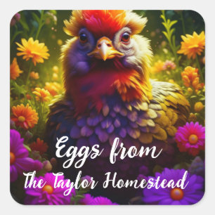 Adesivo Quadrado Ovos de frango personalizados