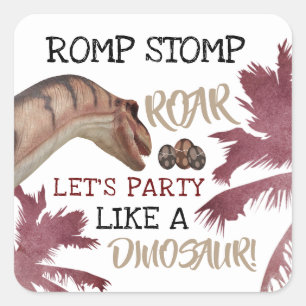 Adesivo Quadrado Ovos Dino, Festa de aniversário de Dinossauro Infa