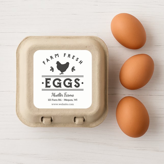 Adesivo Quadrado Ovos Frescos de Fazenda Personalizados (Personalized Square Farm Fresh Eggs Sticker)