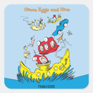 Adesivo Quadrado Ovos Verdes e Pressão   Não Gosto Deles Em Nenhu