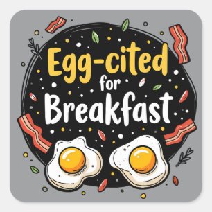 Adesivo Quadrado Ovota citada para Design do Breakfast Funny Foodie