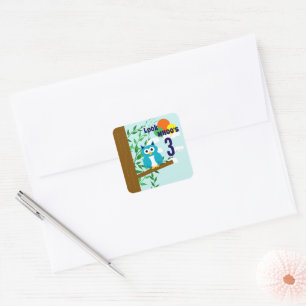 Adesivo Quadrado Owl Birthday