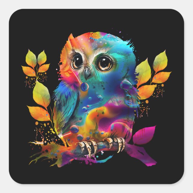 ADESIVO QUADRADO OWL COLORFUL ABSTRATO (Frente)