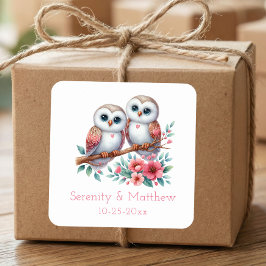 Adesivo Quadrado Owl Woodland Boho Rustic Country Wedding 
