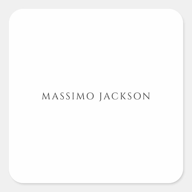 Adesivo Quadrado Own Name Calligraphy Chic Plain Simple Black White (Frente)