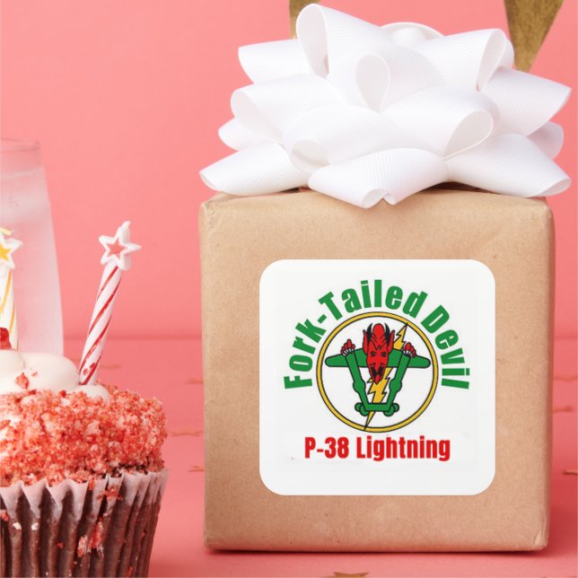 Adesivo Quadrado P-38 Pino Diabo Com Forte (Festa)