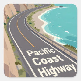 Adesivo Quadrado Pacific Coast Highway Graphic Travel Art