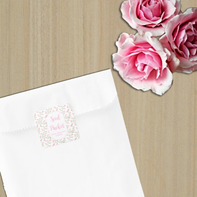 Adesivo Quadrado Pacote de Sementes Florais Rosa Amor em Flor (Criador carregado)
