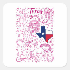 Adesivo Quadrado Pacote Texas Cowboy Vibes Ocidentais