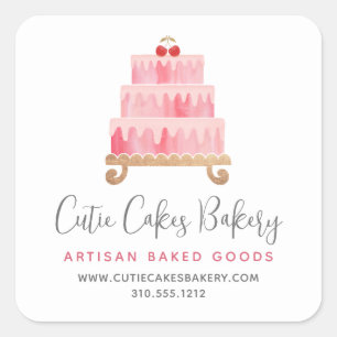 Adesivo Quadrado Padaria Blush Bolo Rosa Sobremesa Pastelaria Chef