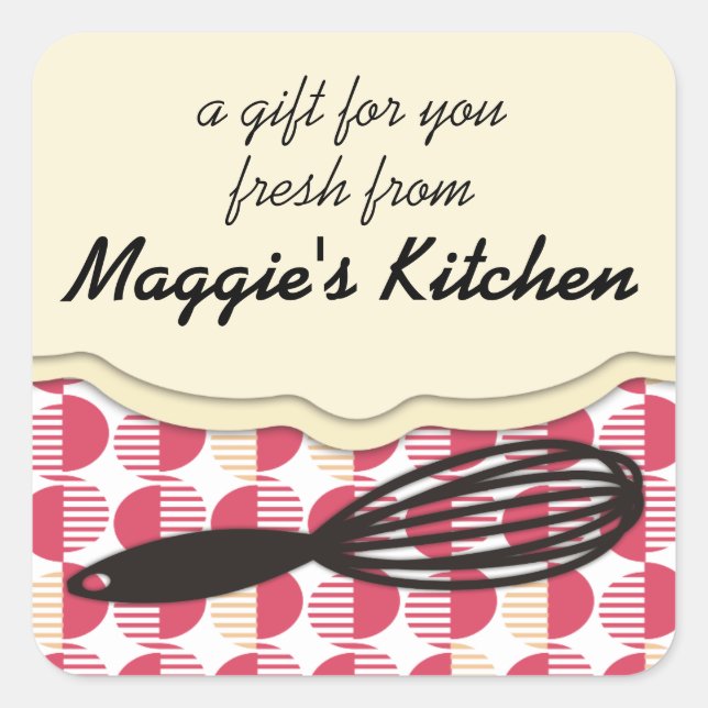 Adesivo Quadrado padaria de cozinhar de uísque geométrico (Frente)