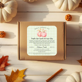 Adesivo Quadrado Padaria de Ginga de Abóbora Rosa Produtos Caseiros