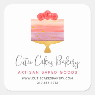 Adesivo Quadrado Padaria Rosa Roxo Bolo Sobremesa Pastelaria Chef M