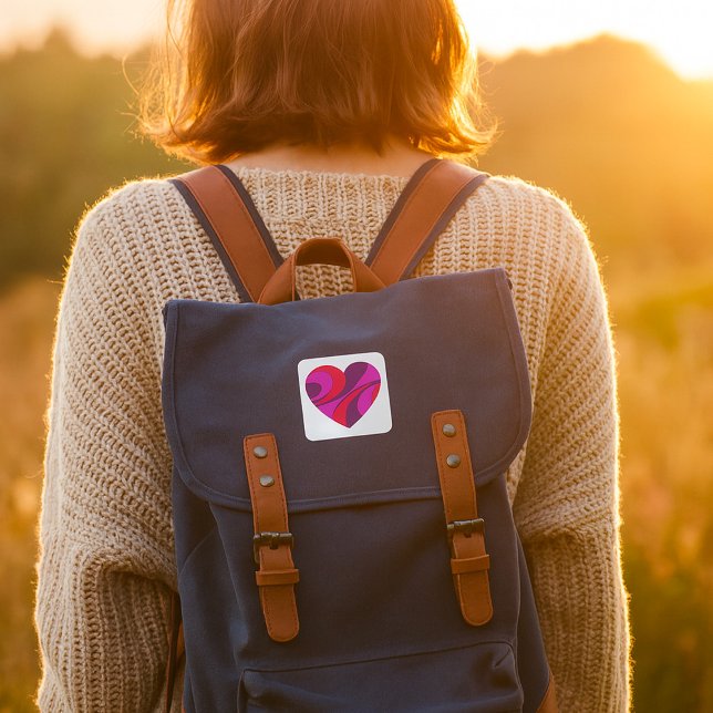 Adesivo Quadrado Padrão abstrato de espiral vermelho e cor-de-rosa (Criador carregado)