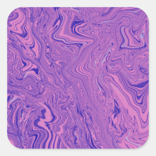 Adesivo Quadrado Padrão Abstrato de Mármore Líquido Roxo