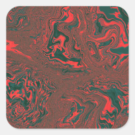 Adesivo Quadrado Padrão Abstrato de Mármore Líquido Vermelho