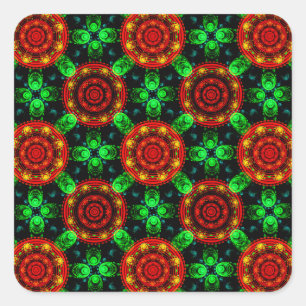 Adesivo Quadrado Padrão Abstrato Floral Moderno Boho Elegante #504