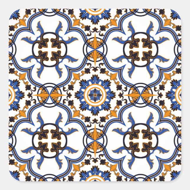 Adesivo Quadrado Padrão Amarelo Azulejo Azulejo Azulejo Vintage (Frente)