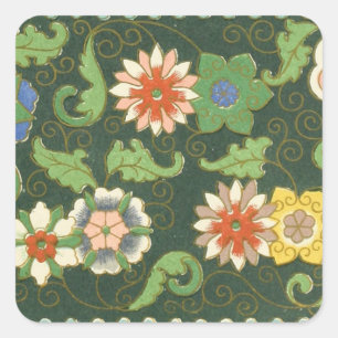 Adesivo Quadrado Padrão Antigo Cloisonné Chinês: Jade Verde