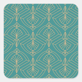 Adesivo Quadrado Padrão Art Deco com formas geométricas douradas