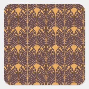 Adesivo Quadrado padrão Art Deco com motivos em forma de leque