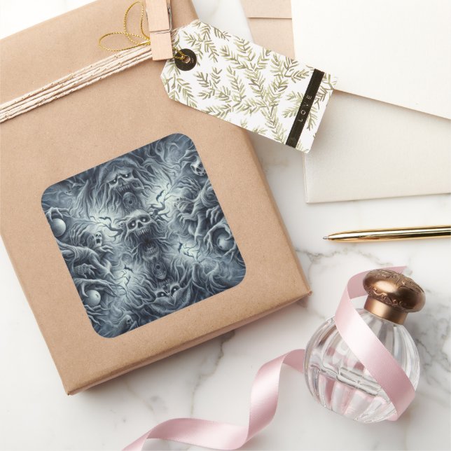 Adesivo Quadrado Padrão assustador, fantasia escura (Presentear)