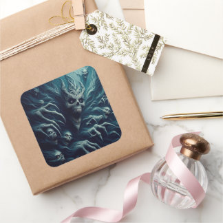 Adesivo Quadrado Padrão assustador, fantasia escura