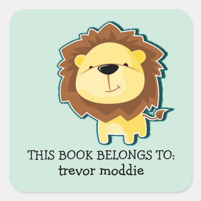 Adesivo Quadrado Padrão azul de leão bonito (Frente)