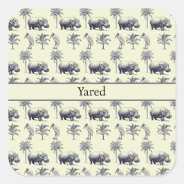 Adesivo Quadrado Padrão Botânico do Rio Nilo, personalizado