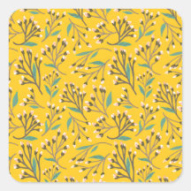 Padrão botânico quadrado cor azul estilo retrô