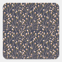 Padrão botânico quadrado cor azul estilo retrô