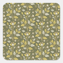 Padrão botânico quadrado cor azul estilo retrô