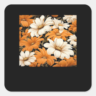 Adesivo Quadrado padrão branco - whimsigoth cottagecore flores silv