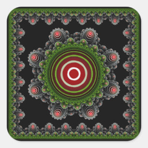 Adesivo Quadrado Padrão brilhante do ornamentado natural verde