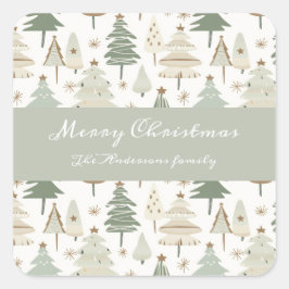 Adesivo Quadrado Padrão castanho das Árvores de Natal modernas