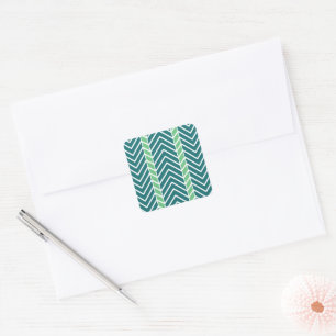 Adesivo Quadrado Padrão Chevron Azul-Verde