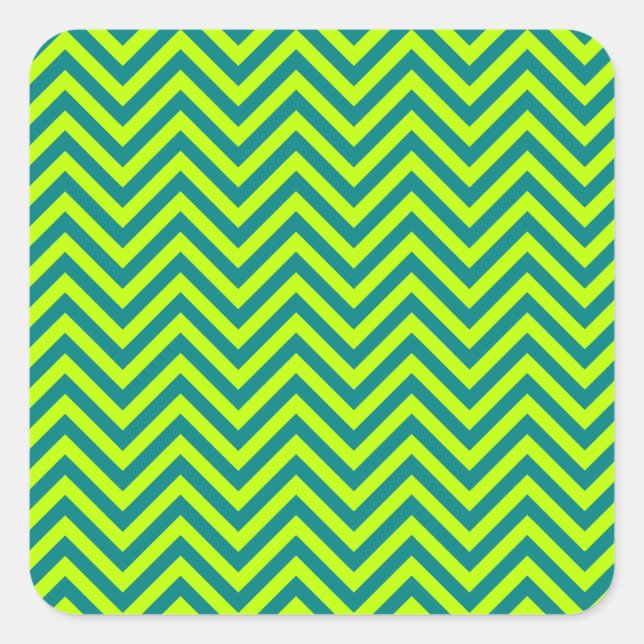 Adesivo Quadrado Padrão Chevron Teal E Verde limão (Frente)
