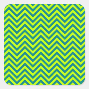 Adesivo Quadrado Padrão Chevron Teal E Verde limão