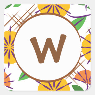 Adesivo Quadrado Padrão Contemporâneo Floral Retroativo Amarelo + L