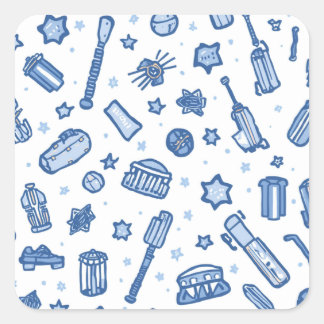 Adesivo Quadrado Padrão contínuo de doodle de críquete desenhado à